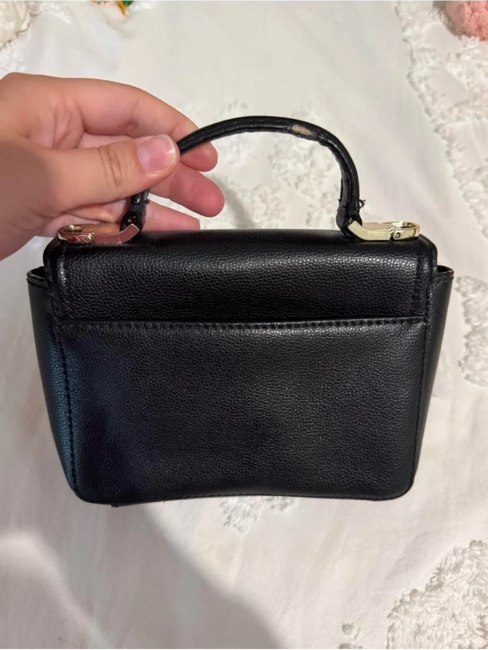 kate spade black mini top-handle bag with gold hardware